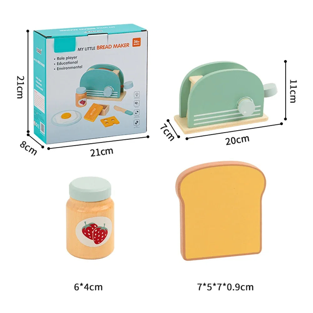 Montessori Wooden Toaster Play Set