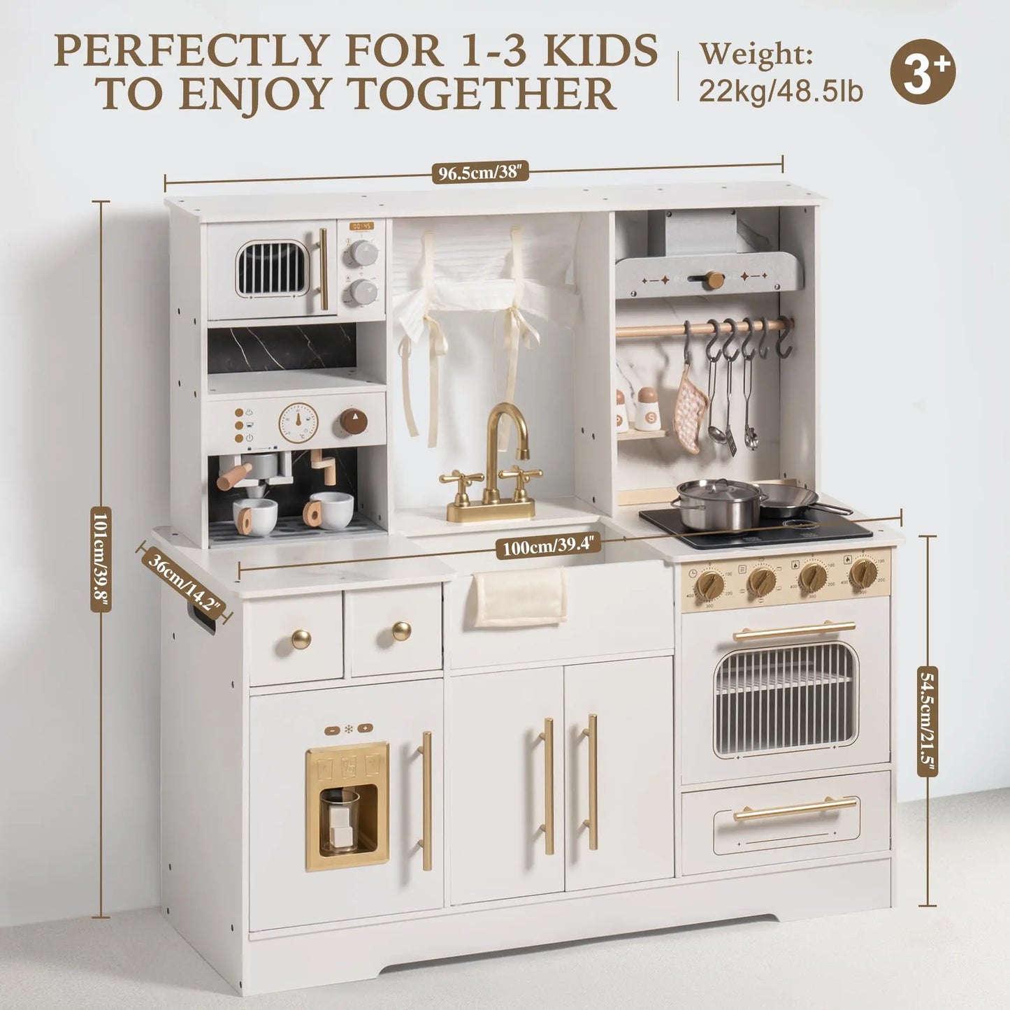 Joylike Black & White Wooden Kitchen Playset