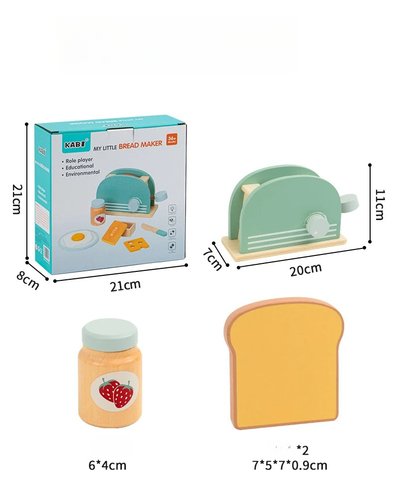 🍞 Montessori Wooden Toaster Play Set