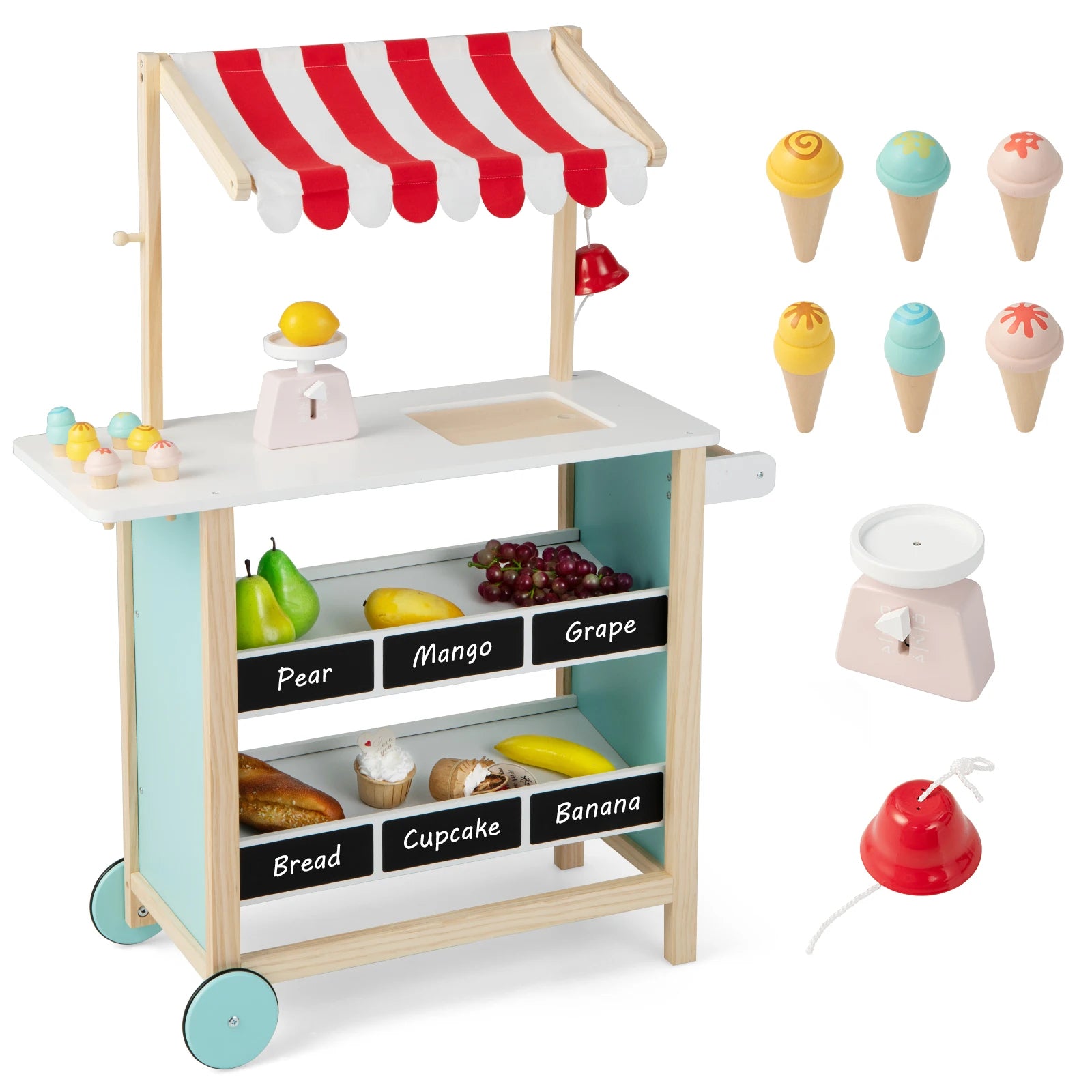 🍦 Kids Wooden Ice Cream Cart