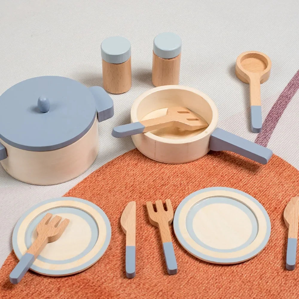 🍳 Wooden Mini Kitchen Toy Set