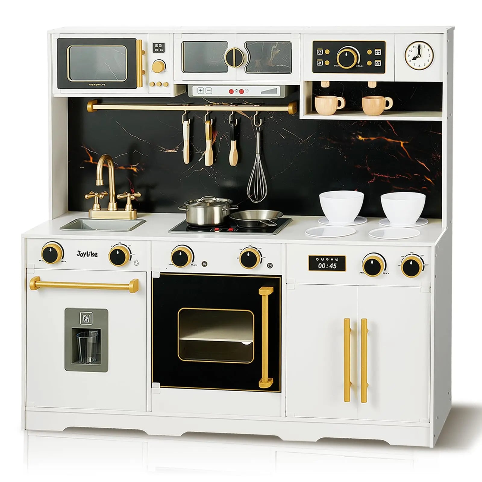 🖤 Joylike Black & White Wooden Kitchen Playset