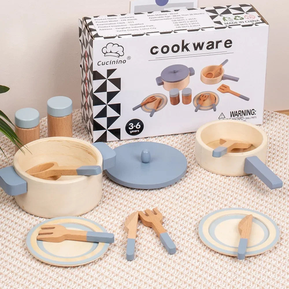 🍳 Wooden Mini Kitchen Toy Set