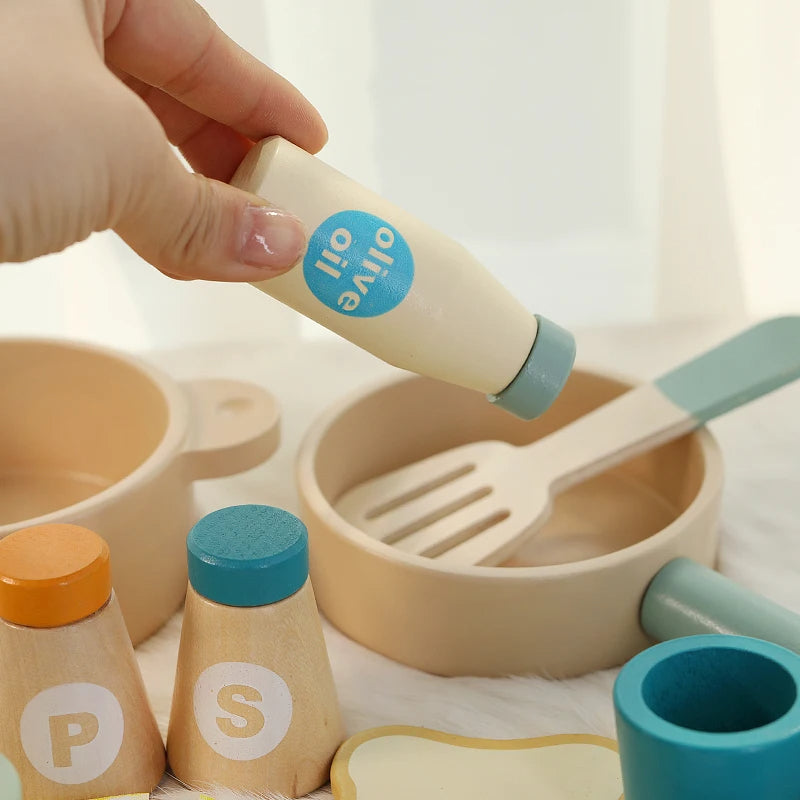 🍳 Wooden Children’s Kitchen Cookware Set