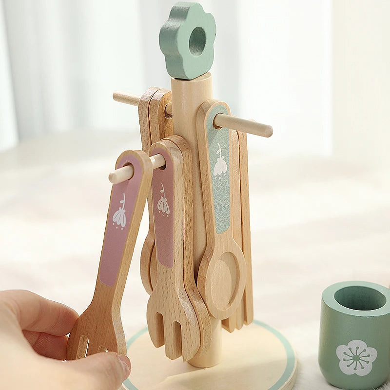 Wooden Kids Cooking Utensils Set