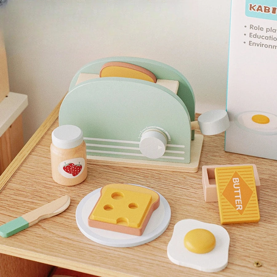 🍞 Montessori Wooden Toaster Play Set