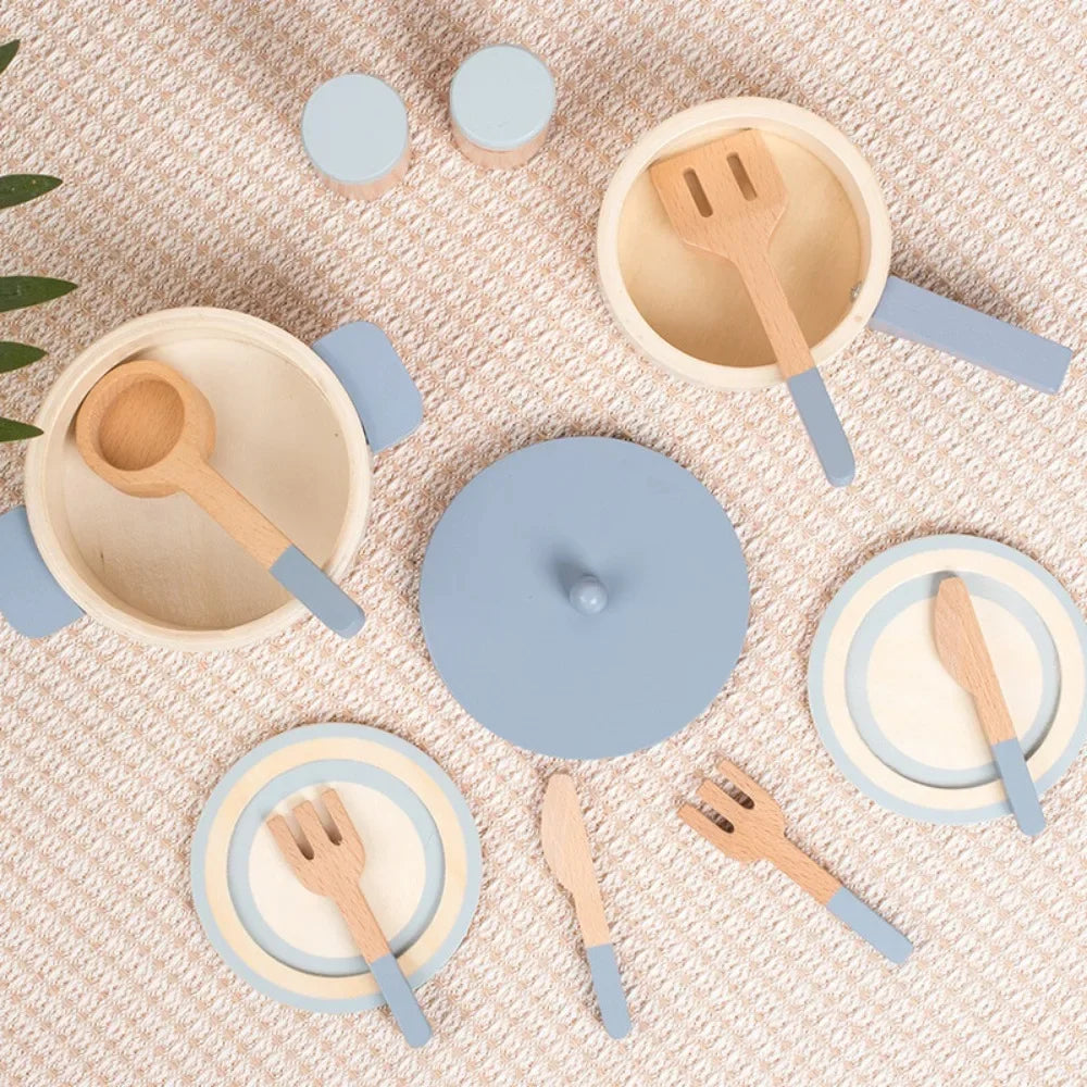 🍳 Wooden Mini Kitchen Toy Set
