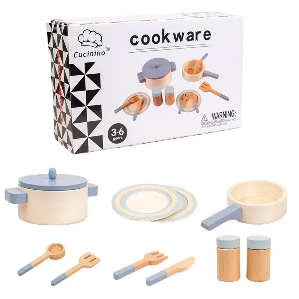🍳 Wooden Mini Kitchen Toy Set