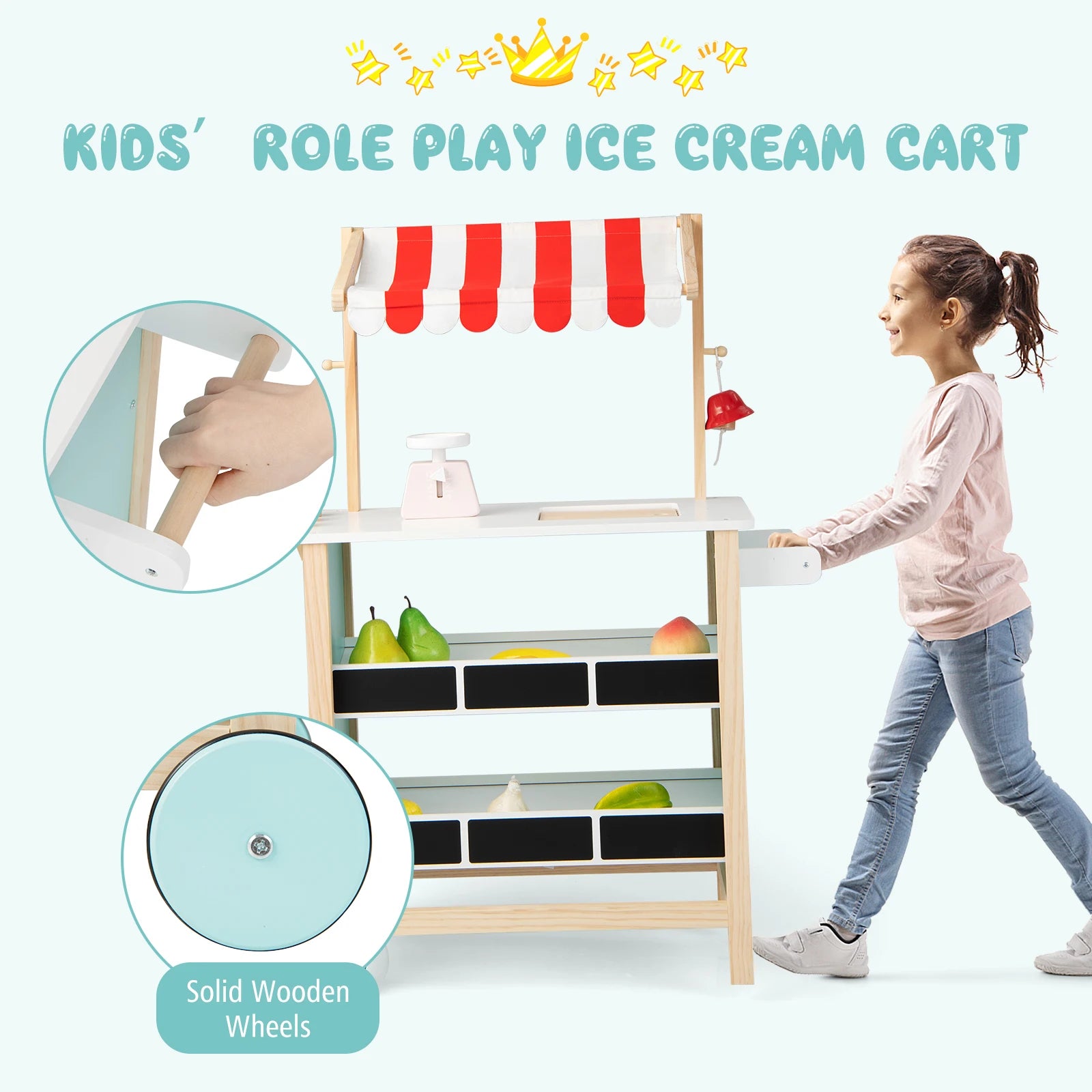 🍦 Kids Wooden Ice Cream Cart