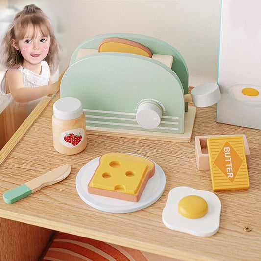 Montessori Wooden Toaster Play Set