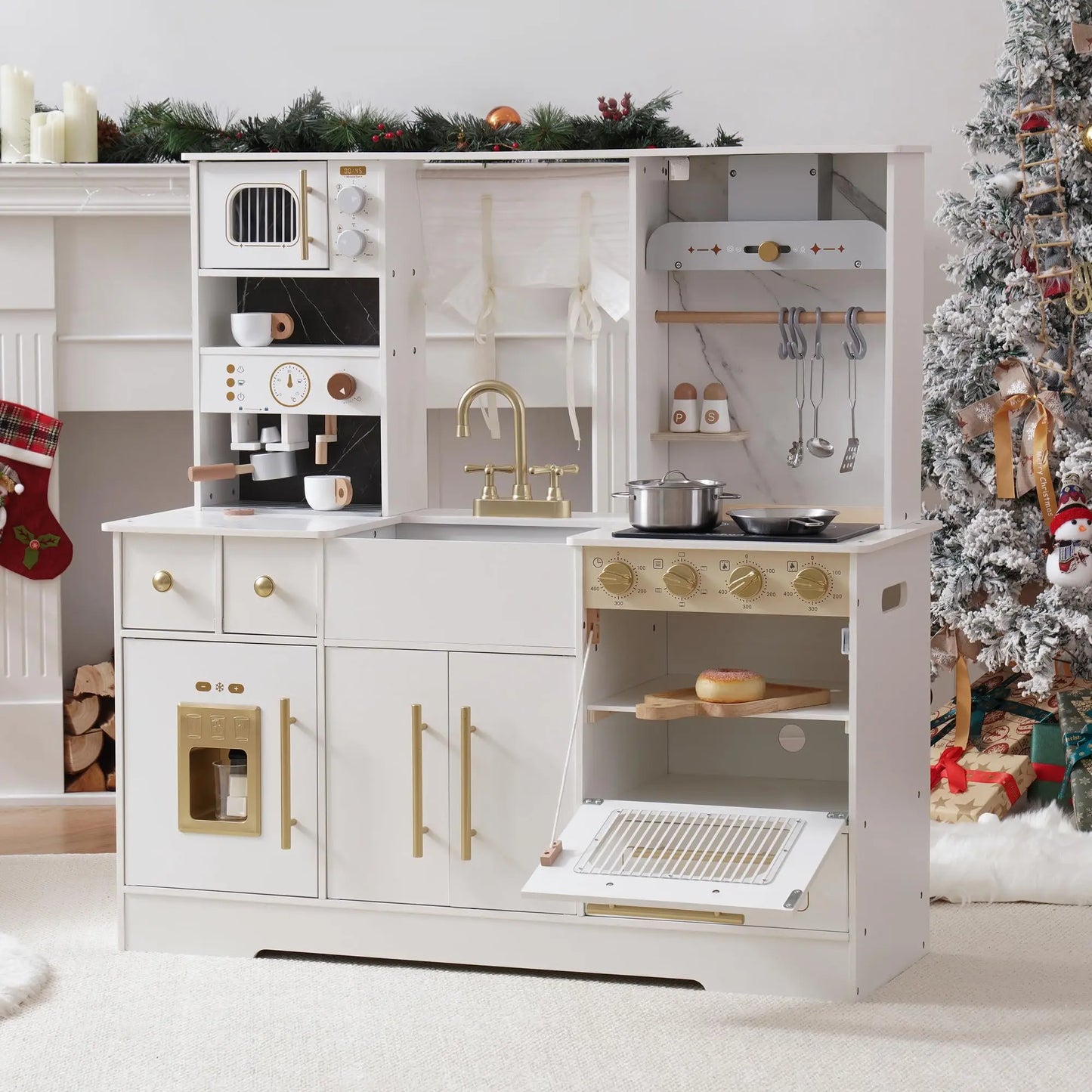 Joylike Black & White Wooden Kitchen Playset