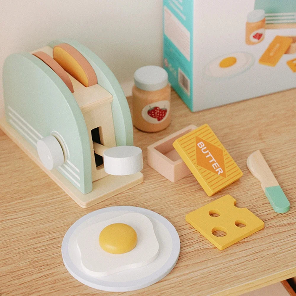 Montessori Wooden Toaster Play Set