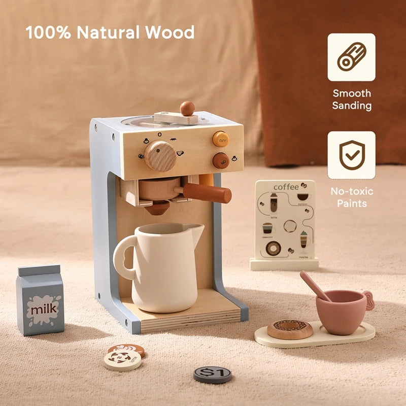 Wooden Kids Coffee Maker Set