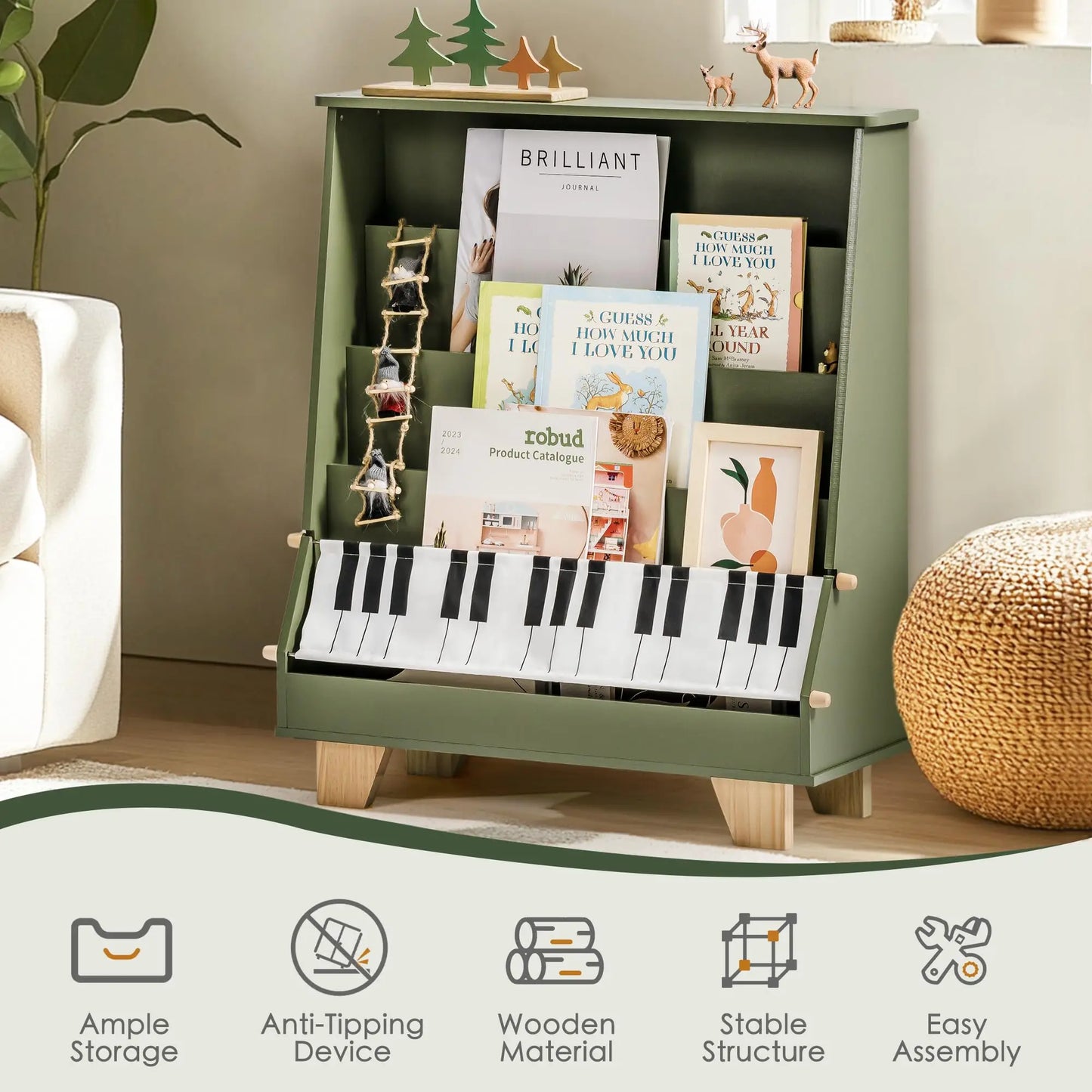 ROBOTIME Robud 4-Tier Kids Bookshelf