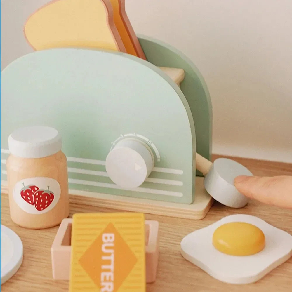 Montessori Wooden Toaster Play Set