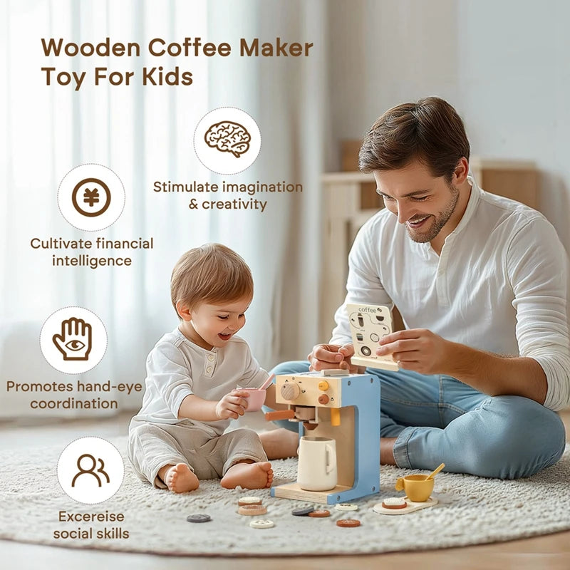 Wooden Kids Coffee Maker Set