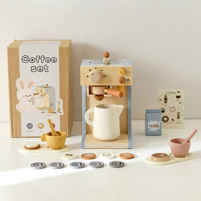 Wooden Kids Coffee Maker Set