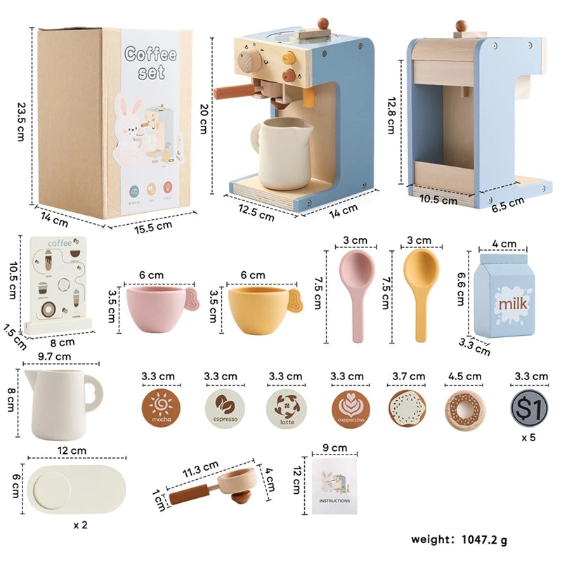 Wooden Kids Coffee Maker Set