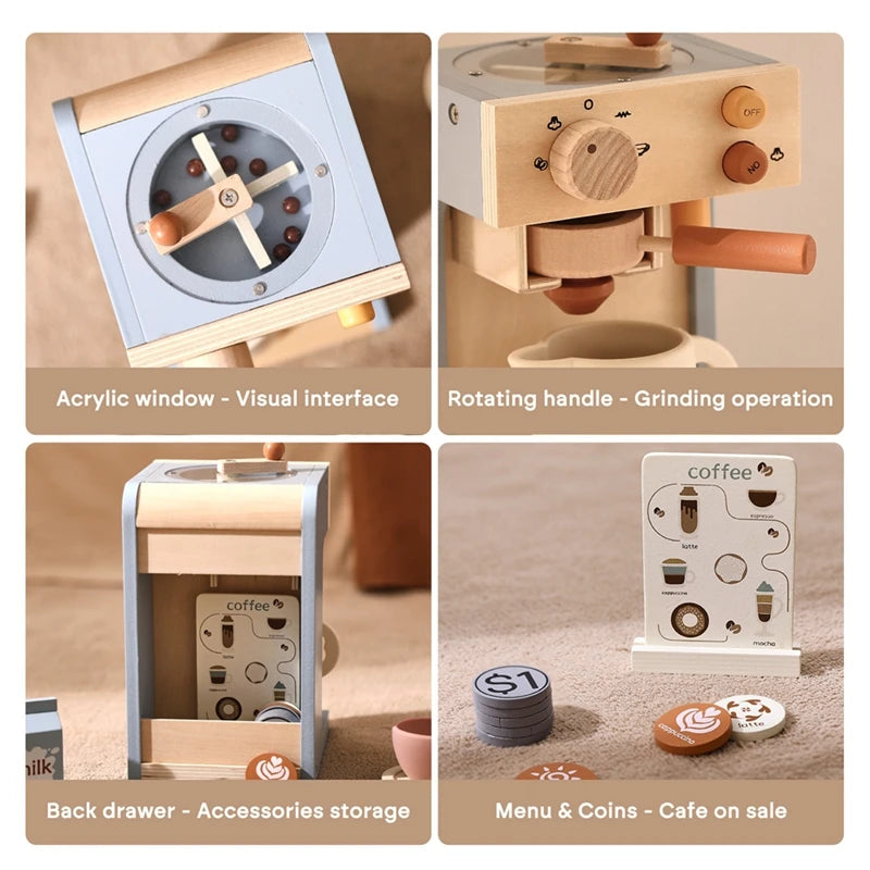 Wooden Kids Coffee Maker Set