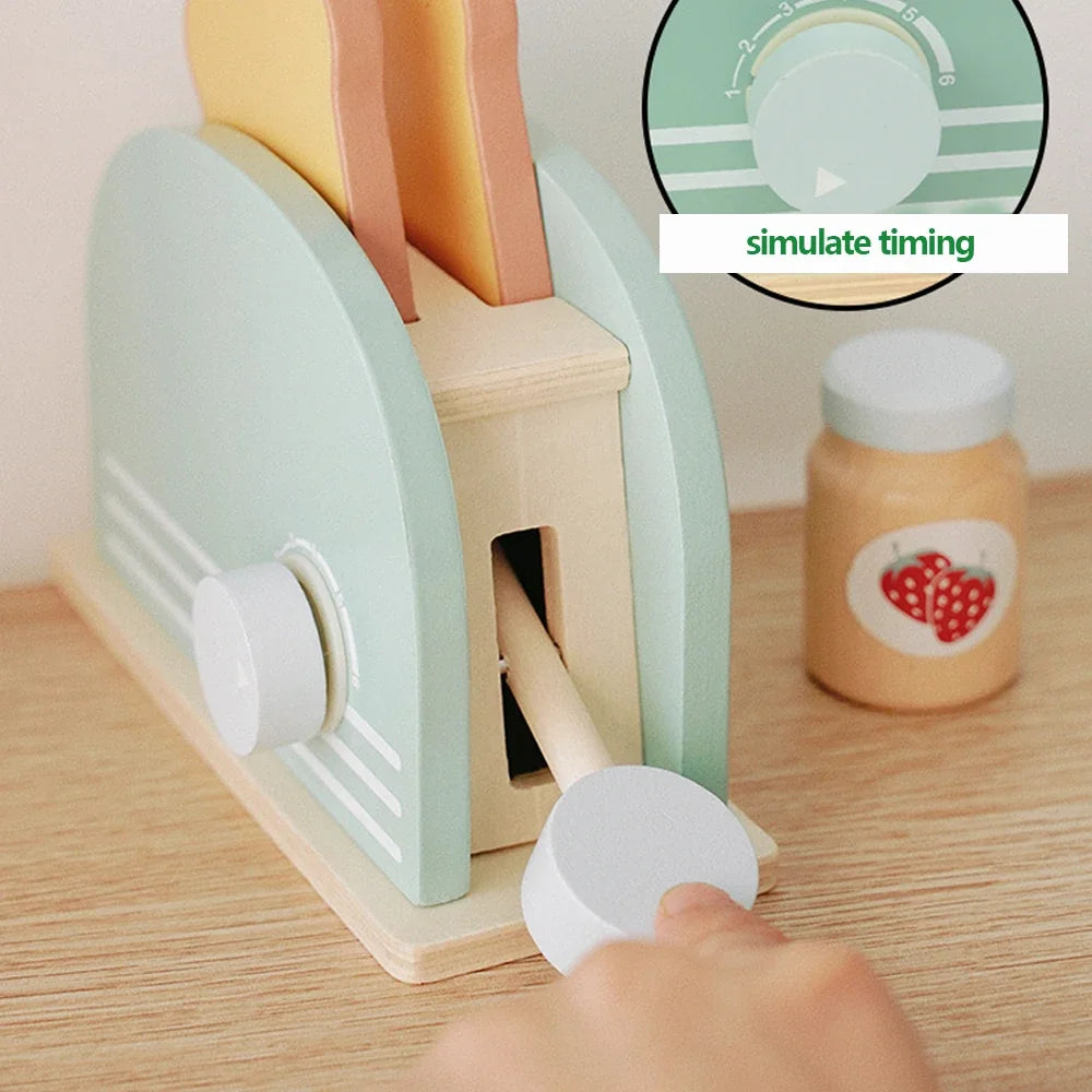 Montessori Wooden Toaster Play Set