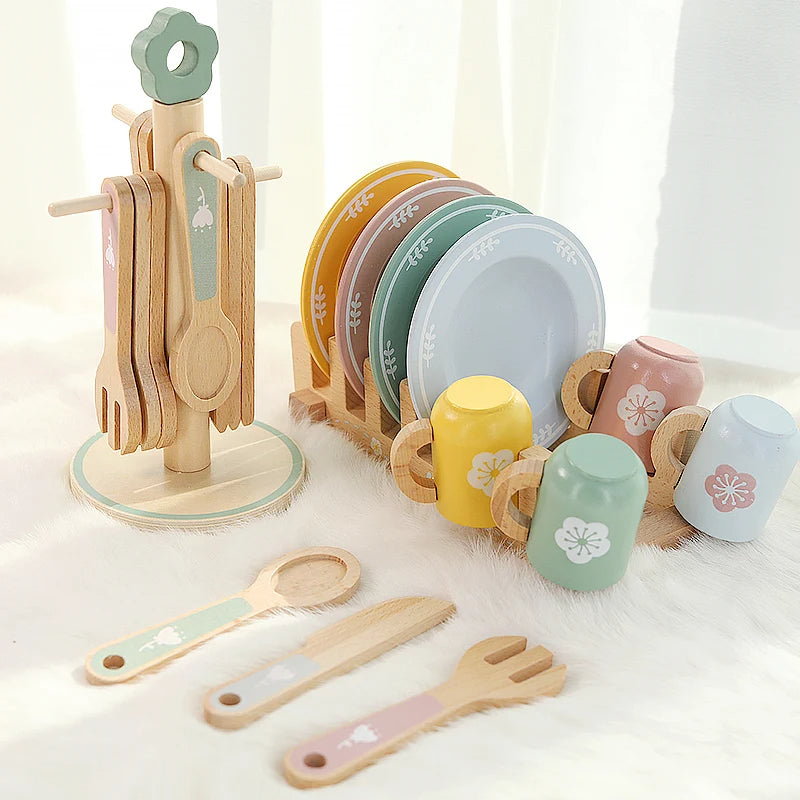 Wooden Kids Cooking Utensils Set